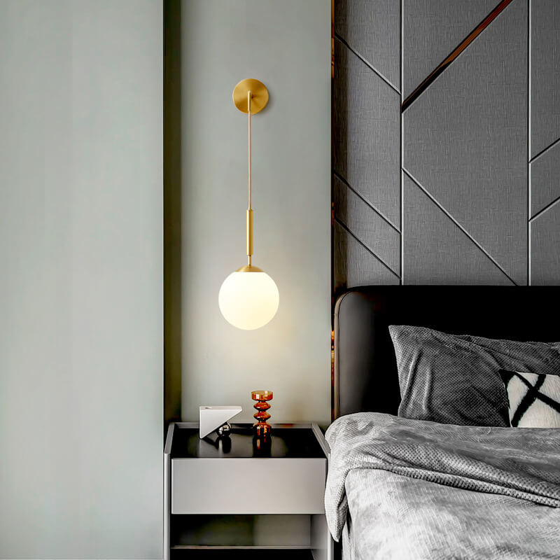 Nordischer minimalistischer runder Ball Kupfer Glas 1-Licht Wandleuchte 