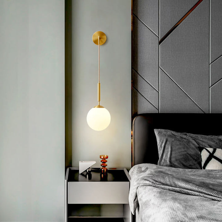 Nordischer minimalistischer runder Ball Kupfer Glas 1-Licht Wandleuchte 