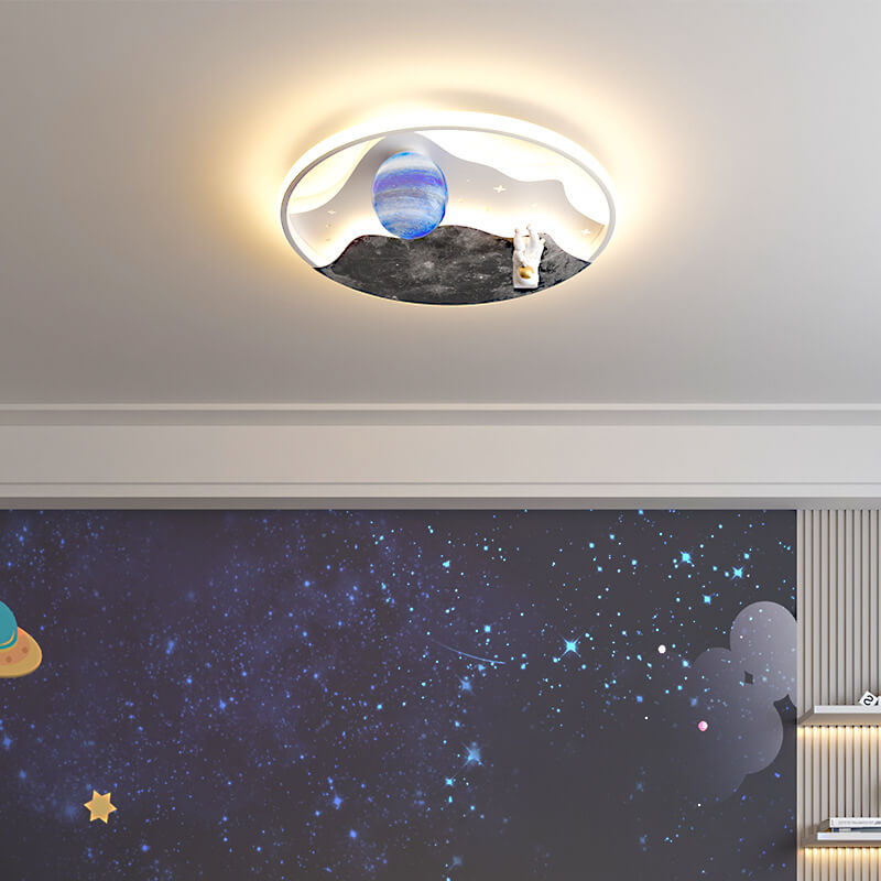 Nordic Creative Astronaut Space Ship Runde LED-Deckenleuchte für Kinder 