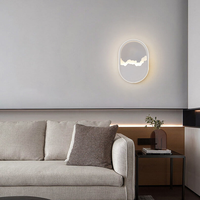 Modern Minimalist Oval Iron Refined Wave LED Wall Sconce Lamp