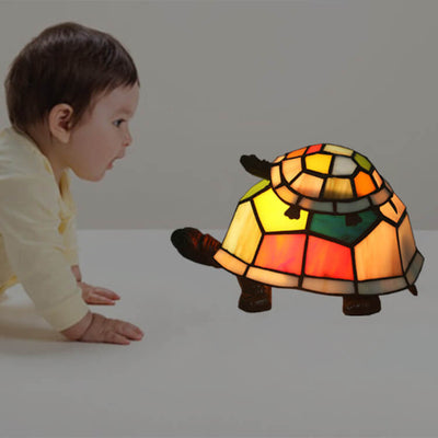 European Tiffany Turtle Stained Glass 1-Light Night Light Table Lamp