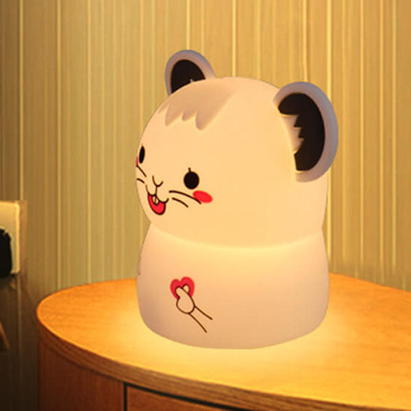 Lámpara de Mesa Luz Nocturna LED USB de Silicona con Ratón Lindo de Dibujos Animados 
