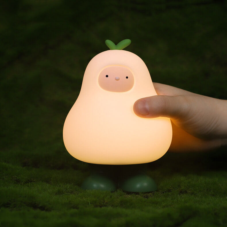Lampe de table LED USB en silicone poire dessin animé créatif moderne 