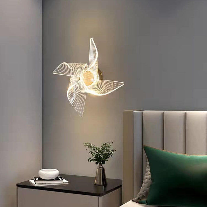 Applique murale LED en acrylique et aluminium de luxe moderne en forme de moulin à vent 