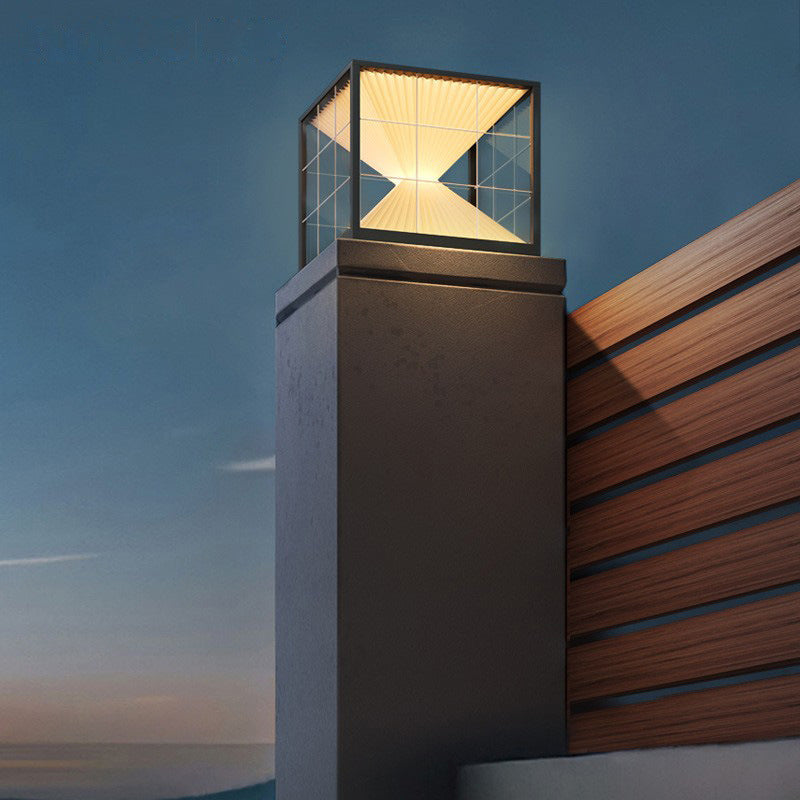 Modern Creative Hourglass Rectangular Acrylic Stainless Steel Outdoor Waterproof Door Post Light