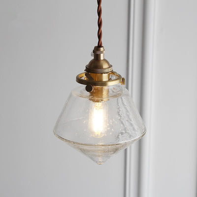 Japanese Vintage Rhombus Bubble Glass Jar 1-Light Pendant Light