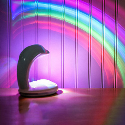 Creative Dolphin Projection Rainbow LED USB Night Light Table Lamp