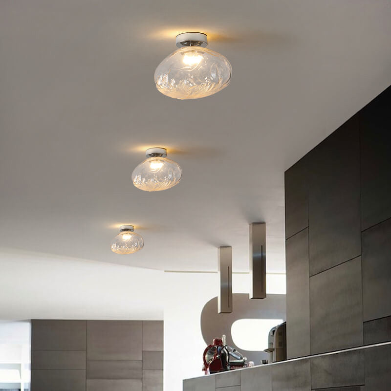 Nordic Creative Amber Glass Cloud Design LED Semi-Flush Mount Ceiling Light