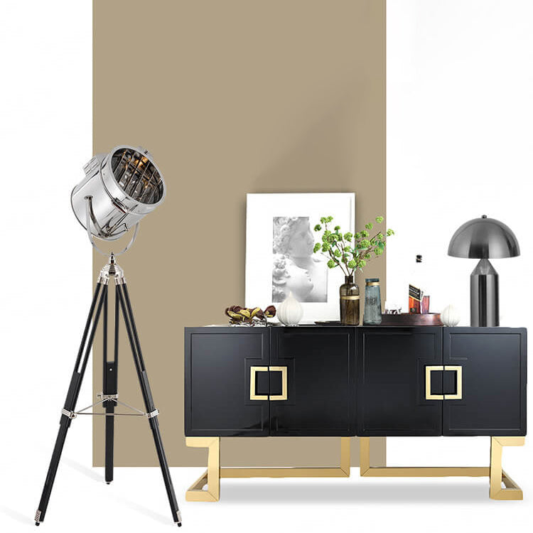 Lampadaire sur trépied en fer de style industriel contemporain à 1 lumière pour salon et chambre 