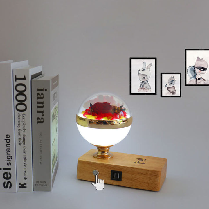 Creative Permanent Flower Night Light Smart Bluetooth Lautsprecher LED Wireless wiederaufladbare Tischlampe 