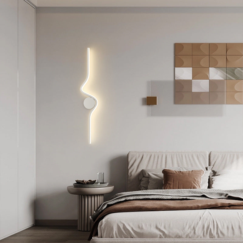 Modern Minimalist Iron Aluminum Silicone Long Strip LED Wall Sconce Lamp For Living Room