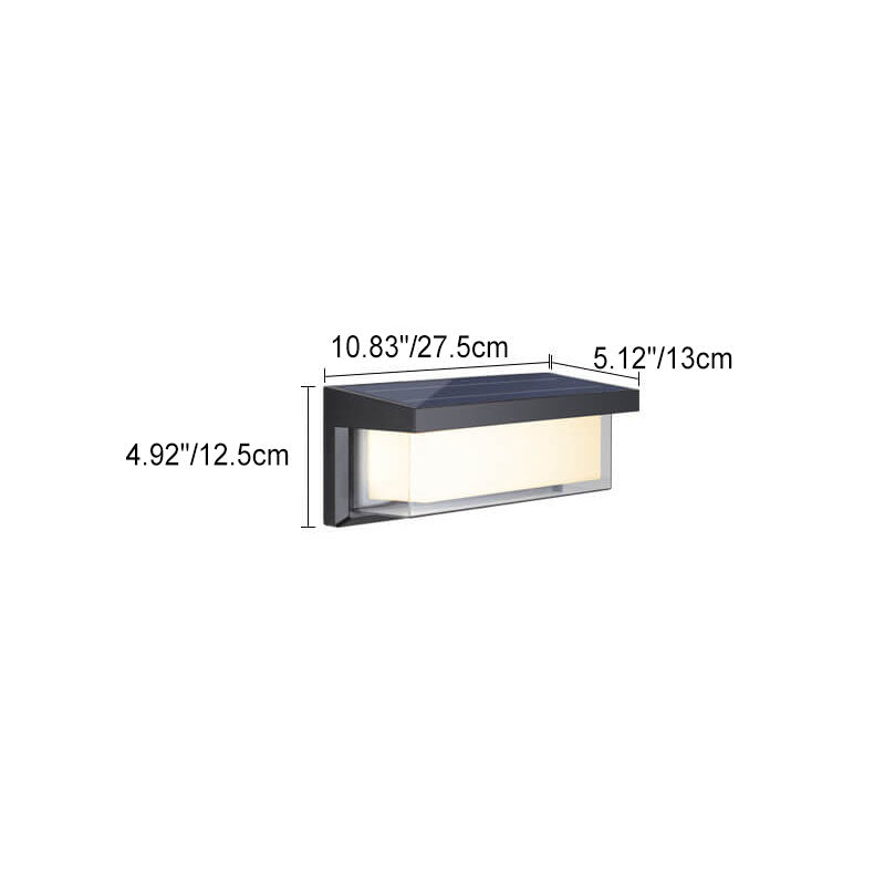 Lámpara Apliqué de Pared Exterior Moderna Minimalista Solar Rectangular PC LED Para Patio Exterior 