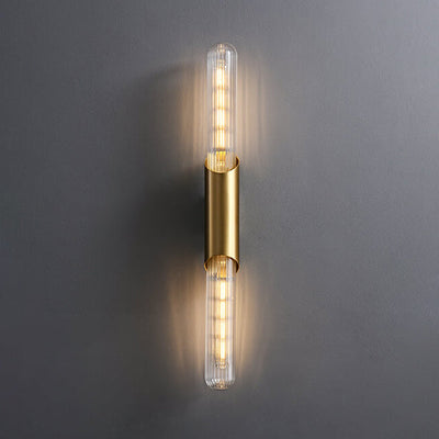 Nordic Retro All Copper Long Bar Design 2-Light Wall Sconce Lamp