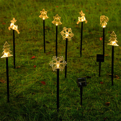 Solar Christmas Pentagram Snowflake LED Outdoor Garden Decoration Landscape Light