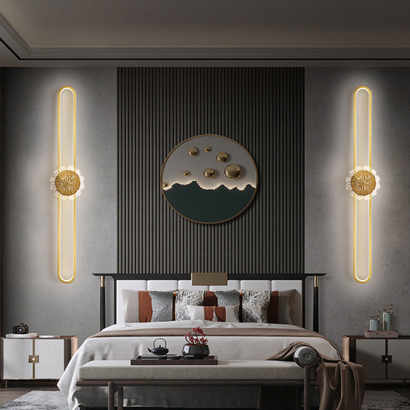 مصباح حائط LED بتصميم حلقة إبداعي بسيط من النحاس الصناعي الكامل 