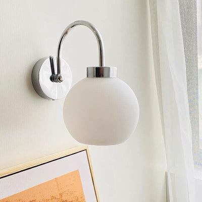 Japanese Simple Round Ball Glass 1-Light Wall Sconce Lamp