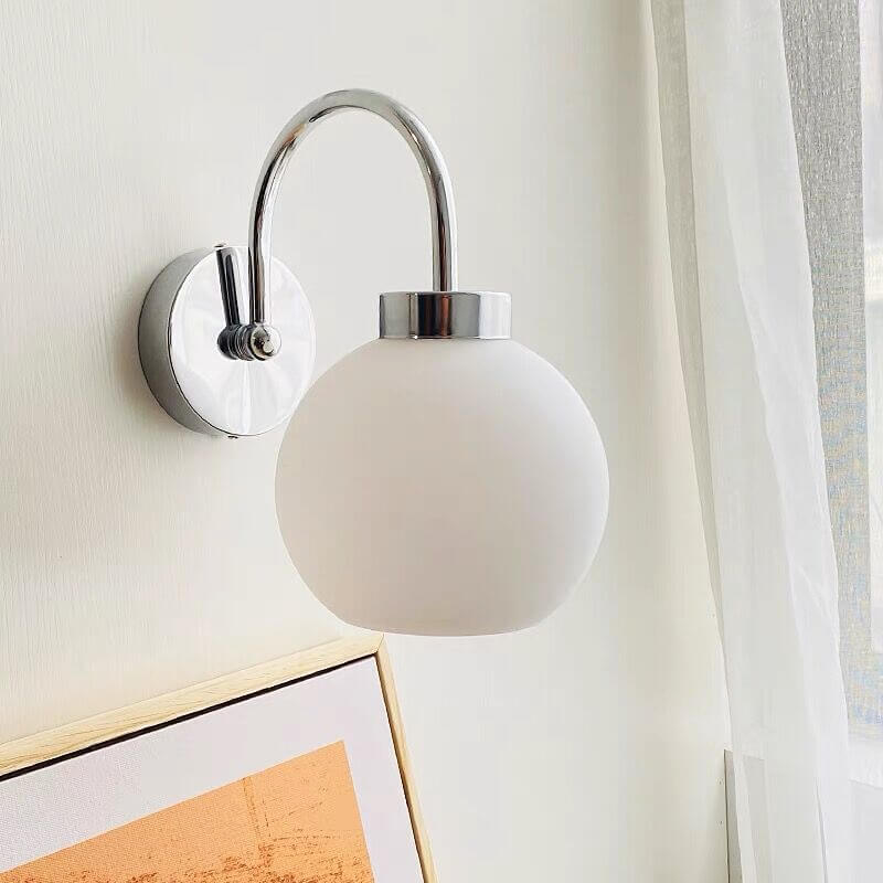 Japanese Simple Round Ball Glass 1-Light Wall Sconce Lamp