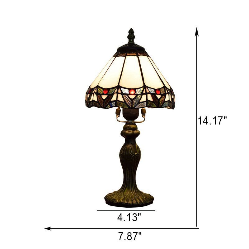 European Style Tiffany Gemstone Cone Stained Glass 1-Light Table Lamp