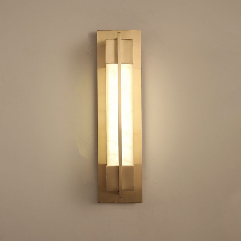 Modern Chinese Brass Faux-Lucite Rectangular LED Wall Sconce Lamp