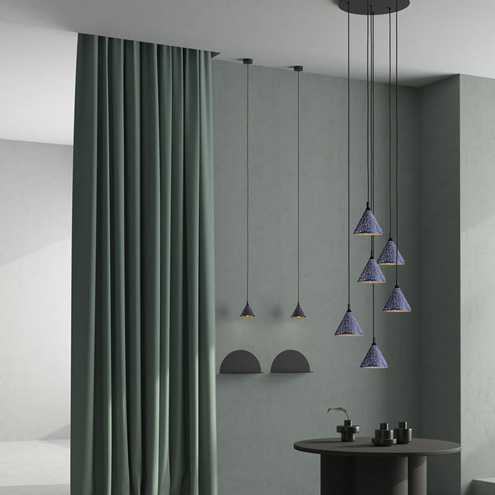 Moderne Einfachheit Kegelförmige Terrazzo 1-Licht Pendelleuchte für das Esszimmer 