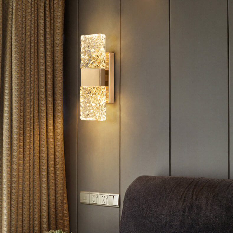 Lámpara de pared de cristal corrugado LED de lujo nórdico 