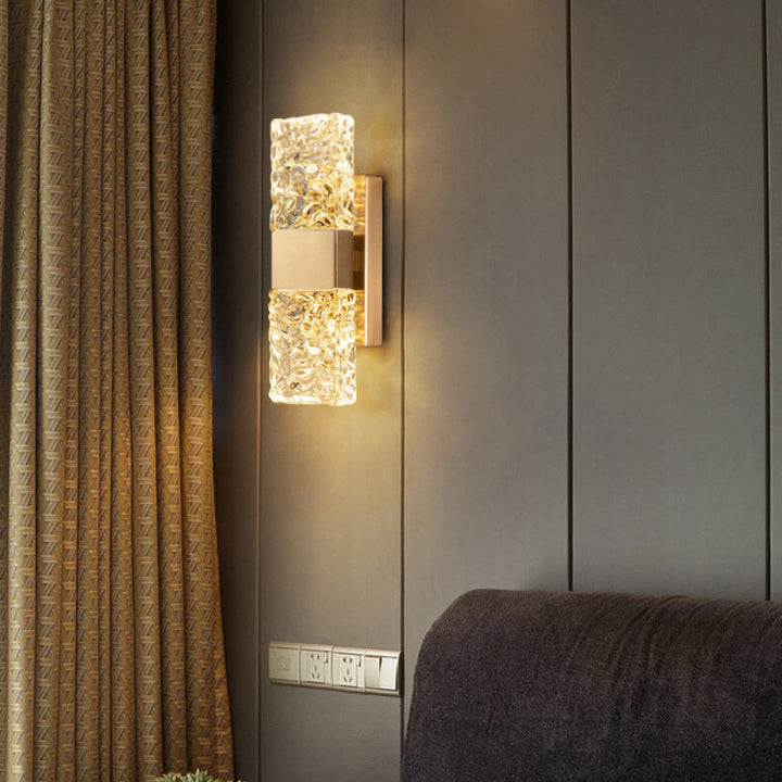 Lámpara de pared de cristal corrugado LED de lujo nórdico 