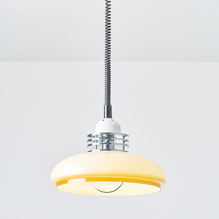 Japanese Minimalist Hardware Glass Round Head Retractable 1-Light Pendant Light