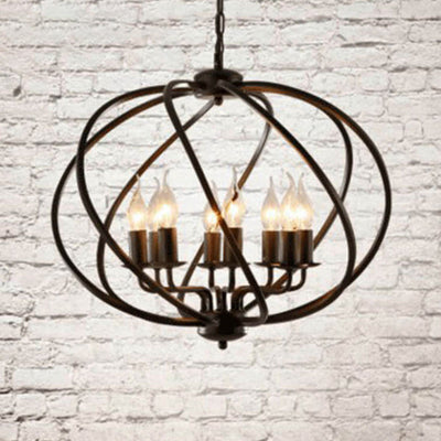 Retro Industrial Iron Candle Design 8-Licht-Kronleuchter 