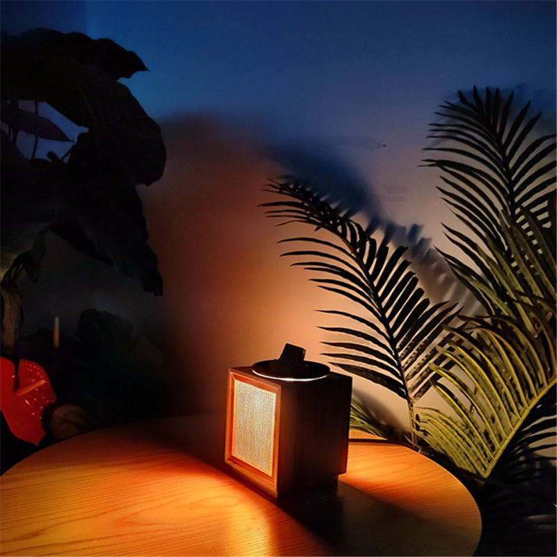 Moderne nordische Tischlampe aus chinesischem Tannenholz und Kunststoff, quadratisch, 1-flammig, als Duftwachsschmelzer, für Wohnzimmer &amp; Schlafzimmer 