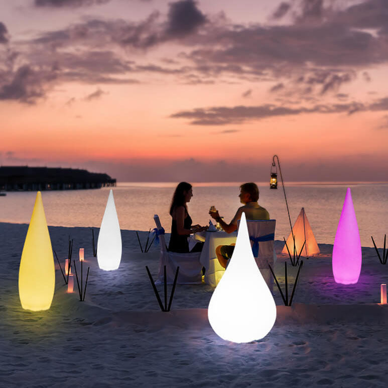 Solar Water Drop Shape PE Outdoor Patio Decorative Floor Lamp
