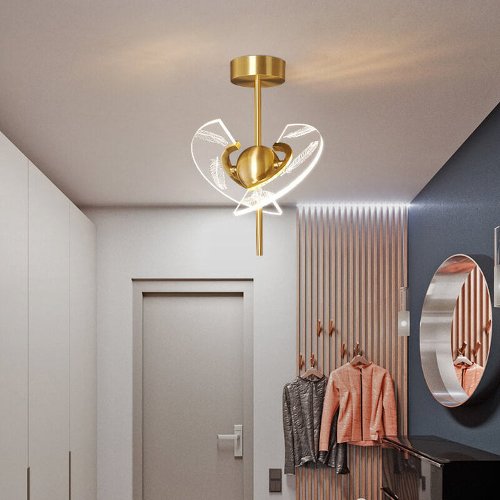 Moderne kreative Acryl Feder Messing LED Semi-Flush Mount Deckenleuchte 