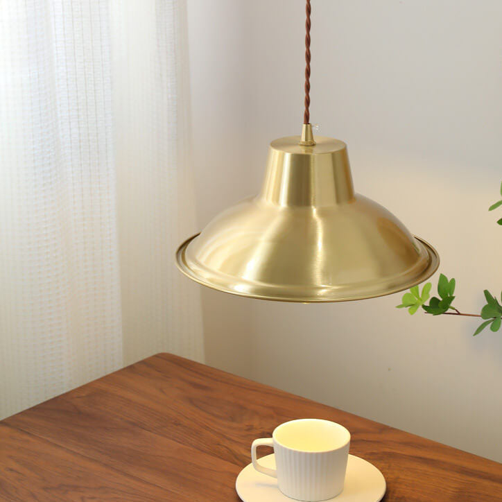 Japanese Minimalist Brass 1-Light Pendant Light