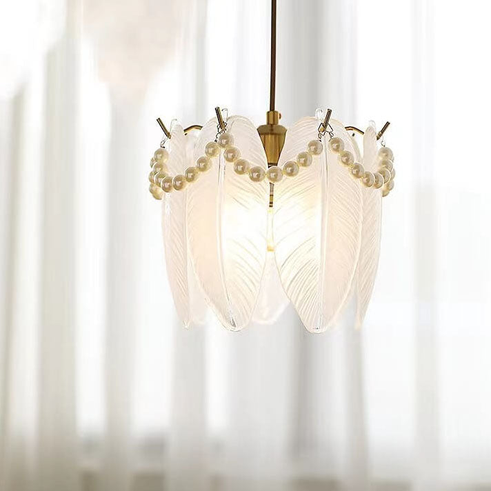 French Light Luxury Hardware Lampe suspendue à 1 lumière en verre 