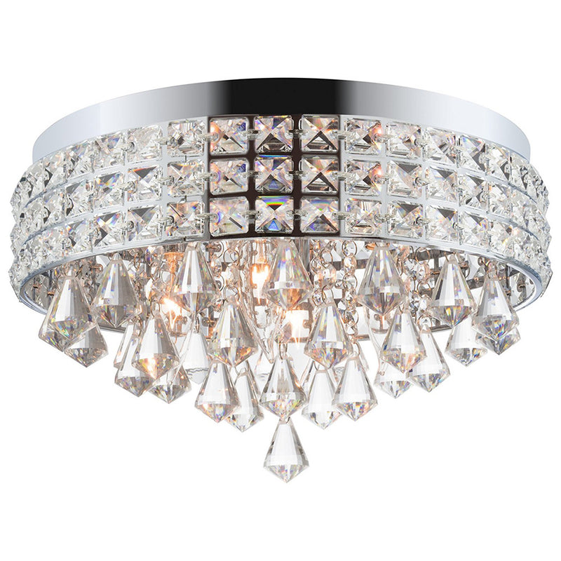 Modern Light Luxury Round Crystal Iron Crystal 4-Light Flush Mount Light