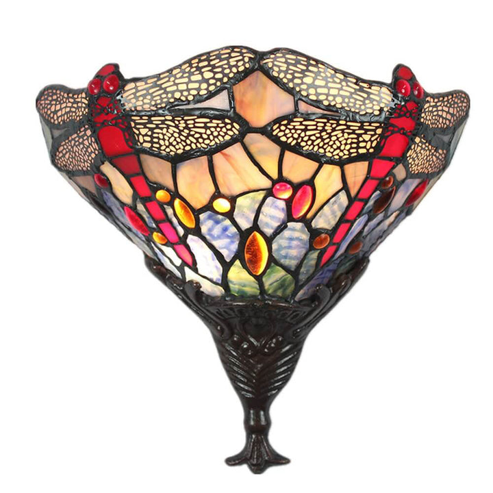 Europäische Tiffany Libelle Buntglas 1-Licht Wandleuchte 