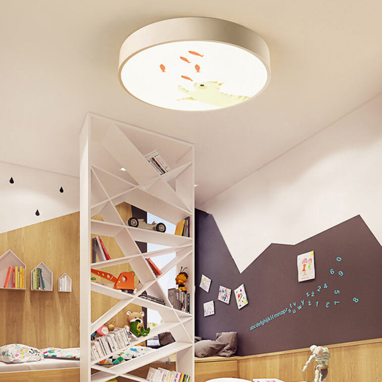 Cartoon Creative Colorful Round Children LED Flush Mount Ceiling Light