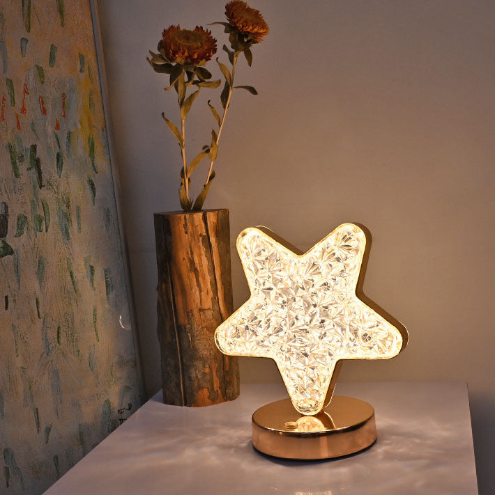 Lampe de table USB LED en acrylique créatif nordique avec géométrie étoile lune en métal 