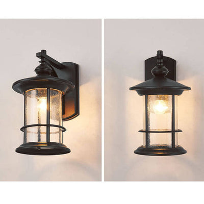 Industrial Vintage Bubble Glass Column 1-Light Outdoor Waterproof Wall Sconce Lamp