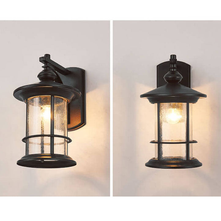 Industrial Vintage Bubble Glass Column 1-Light Outdoor Waterproof Wall Sconce Lamp