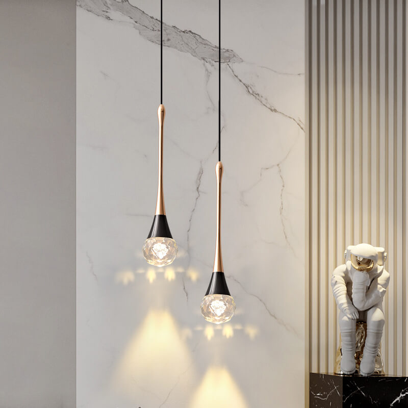 Luz Colgante LED de Pilar de Hardware de Cristal Minimalista de Lujo Ligero 