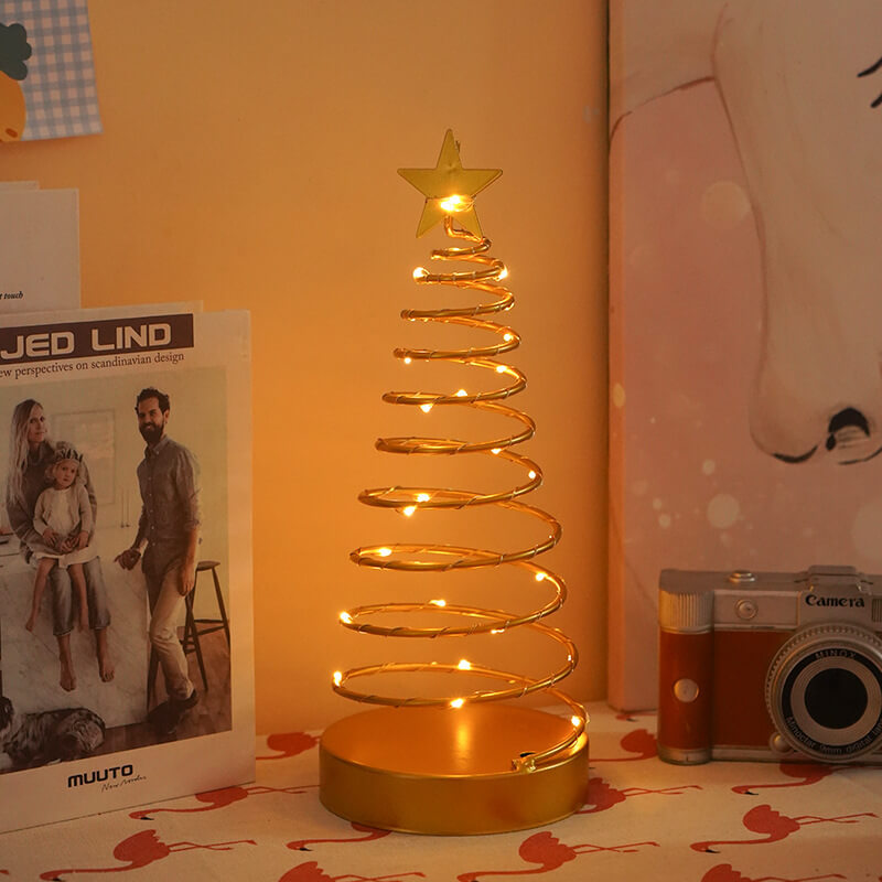 Lampe de table moderne créative en spirale étoilée de Noël décorative pour la nuit 