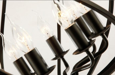 Retro Industrial Iron Candle Design 8-Light Chandelier