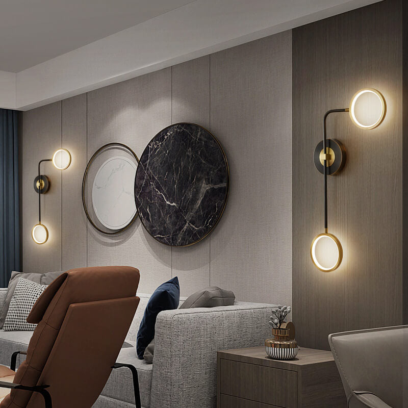 مصباح حائط LED صناعي بتصميم عصري من النحاس مع قضيب طي وحلقة 