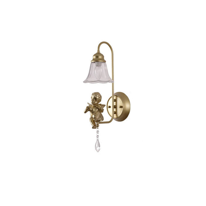 Traditionelle Vintage-Wandleuchte mit 1 Flamme aus Glas und Eisen in Kegelform für Wohnzimmer und Schlafzimmer 