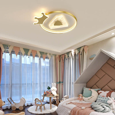 Childlike Cartoon Crown Diamond Design LED Flush Mount Light