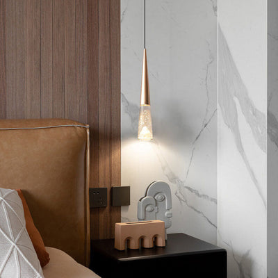 Light Luxury Minimalist Crystal Hardware Pillar LED Pendant Light