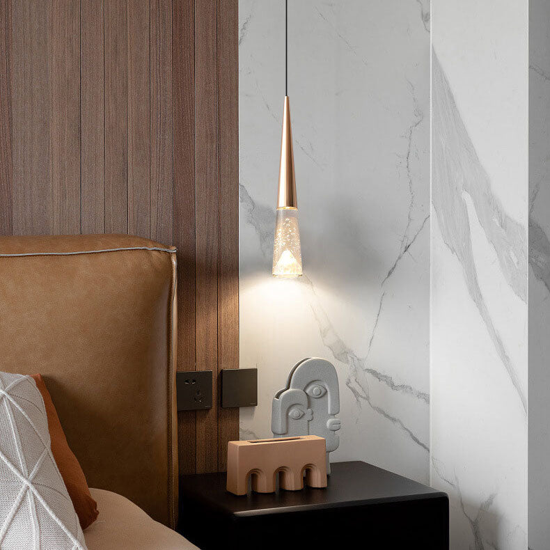 Light Luxury Minimalist Crystal Hardware Pillar LED Pendant Light