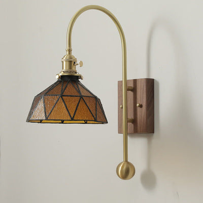 Modern Japanese Vintage Brass 1-Light Wall Sconce Lamp