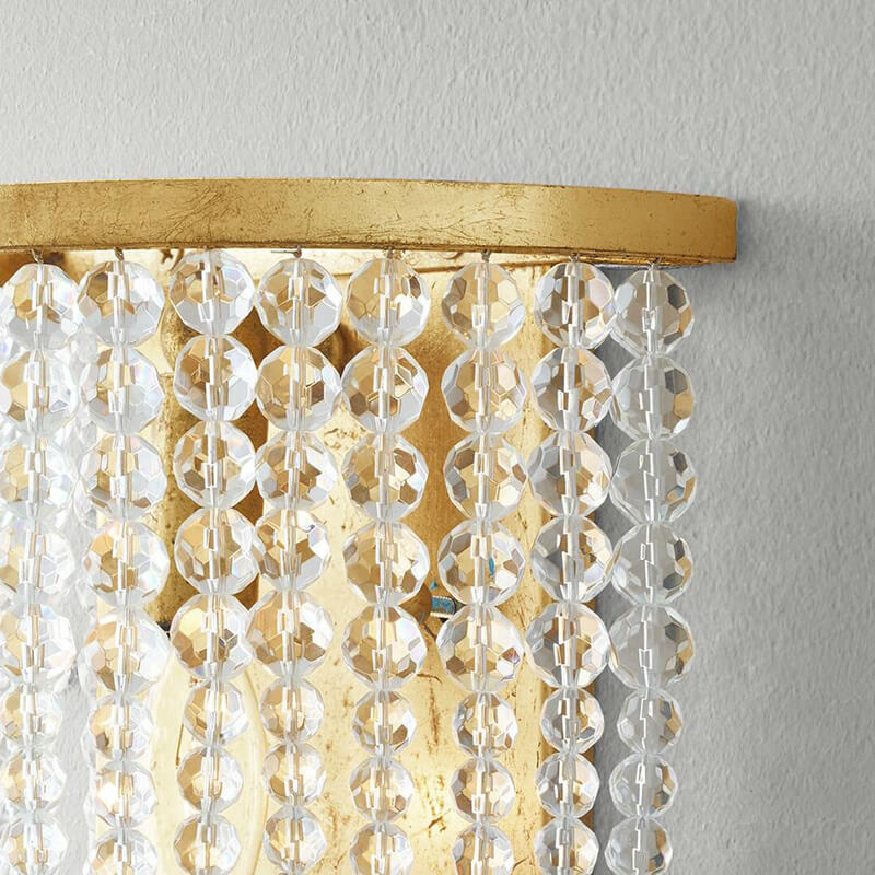 Vintage Antique Crystal Half Cylinder Decorative 1-Light Wall Sconce Lamp
