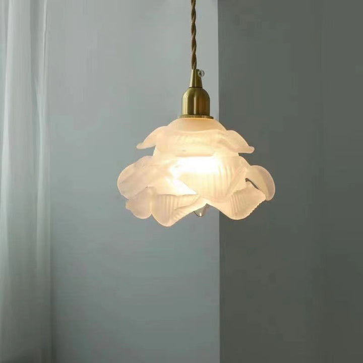 Moderne Art Deco Messing Floral Glas Schatten 1-Licht Pendelleuchte für Schlafzimmer 